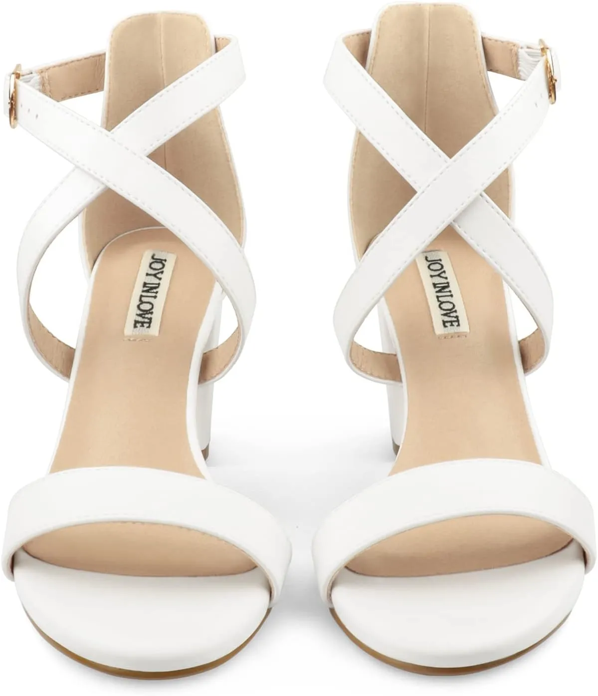 JOY IN LOVE Women's Chunky Block Heels 3 Inch Ankle Strap Low Heel Sandals