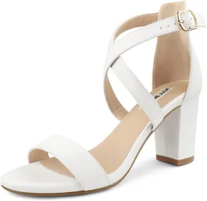 JOY IN LOVE Women's Chunky Block Heels 3 Inch Ankle Strap Low Heel Sandals