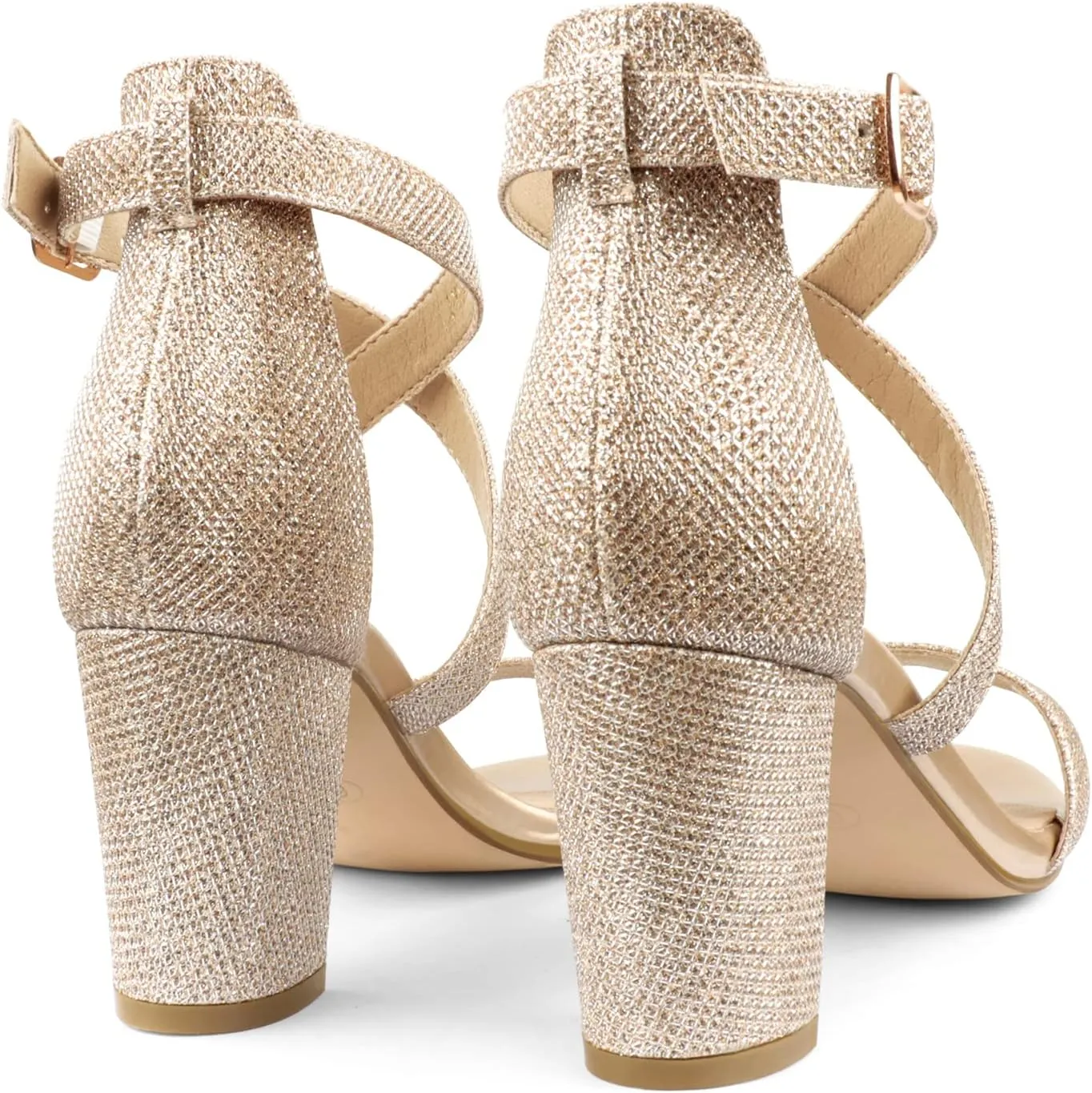 JOY IN LOVE Women's Chunky Block Heels 3 Inch Ankle Strap Low Heel Sandals