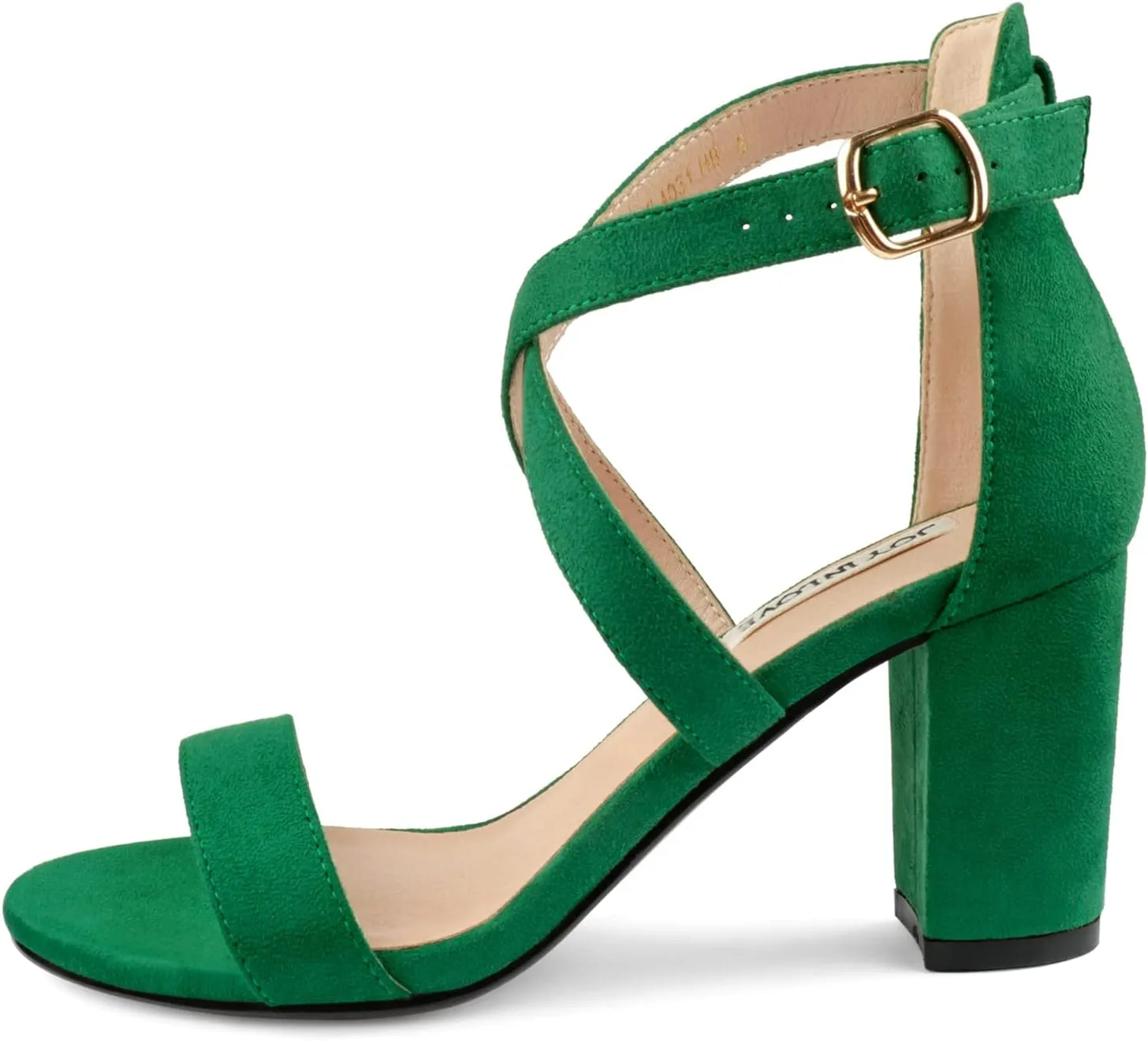 JOY IN LOVE Women's Chunky Block Heels 3 Inch Ankle Strap Low Heel Sandals