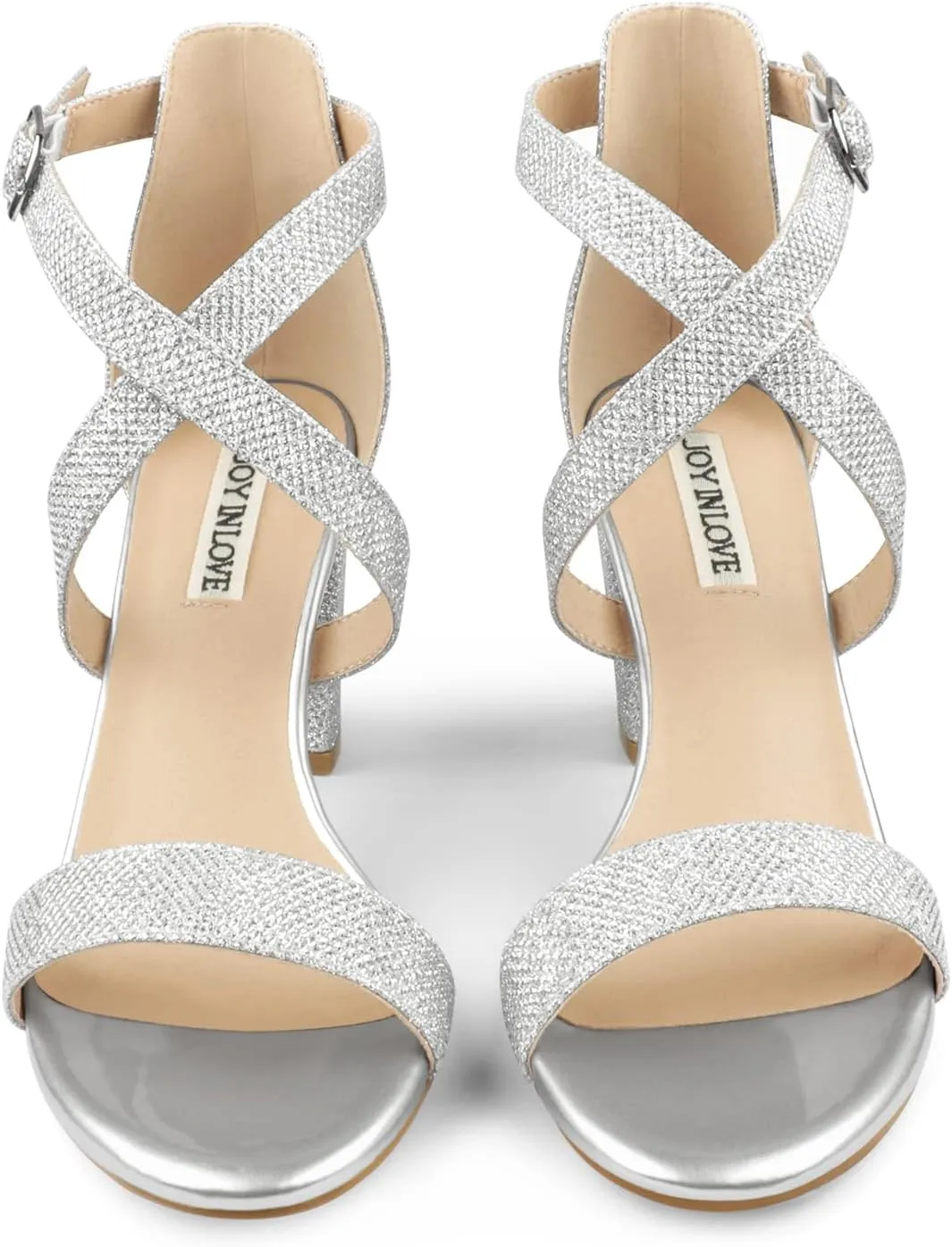 JOY IN LOVE Women's Chunky Block Heels 3 Inch Ankle Strap Low Heel Sandals