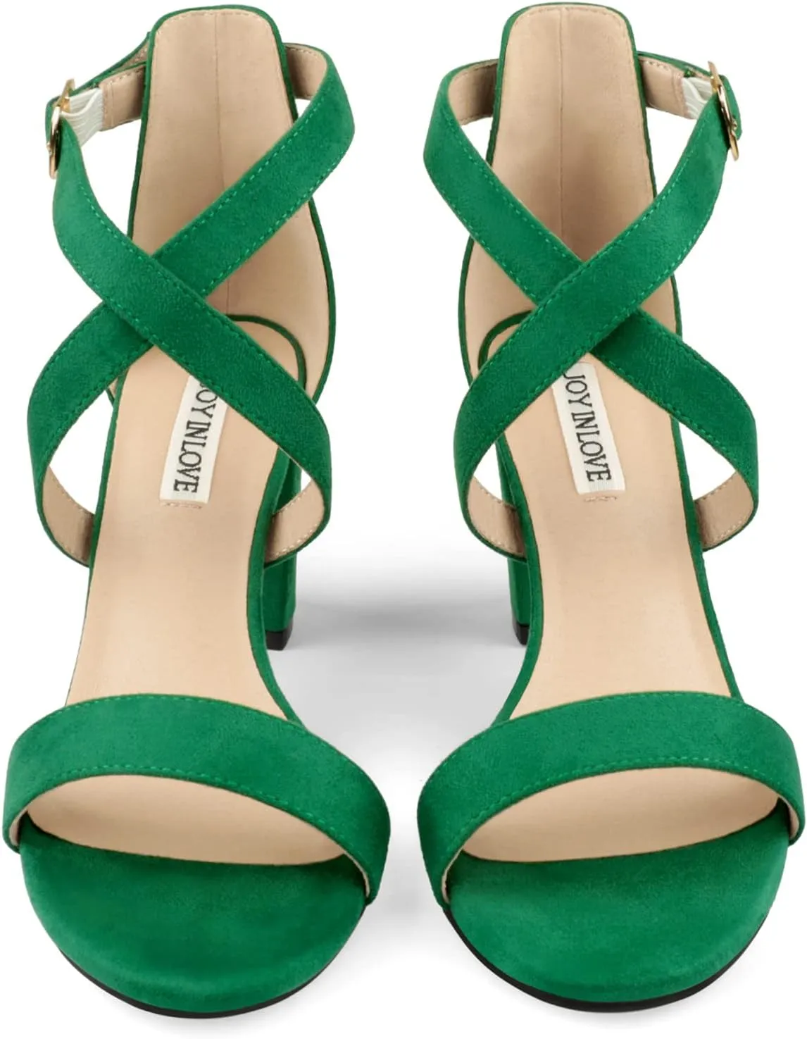 JOY IN LOVE Women's Chunky Block Heels 3 Inch Ankle Strap Low Heel Sandals
