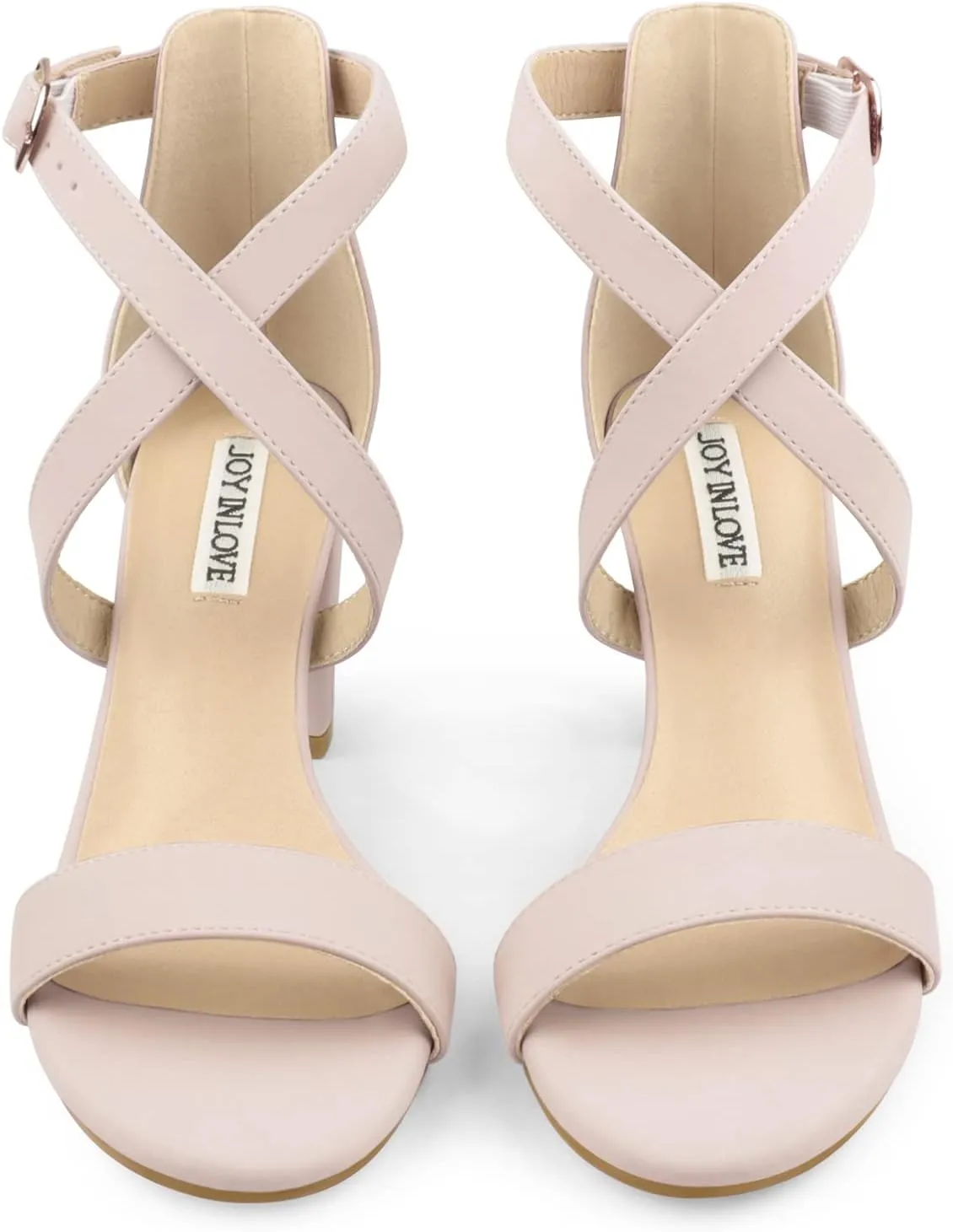 JOY IN LOVE Women's Chunky Block Heels 3 Inch Ankle Strap Low Heel Sandals