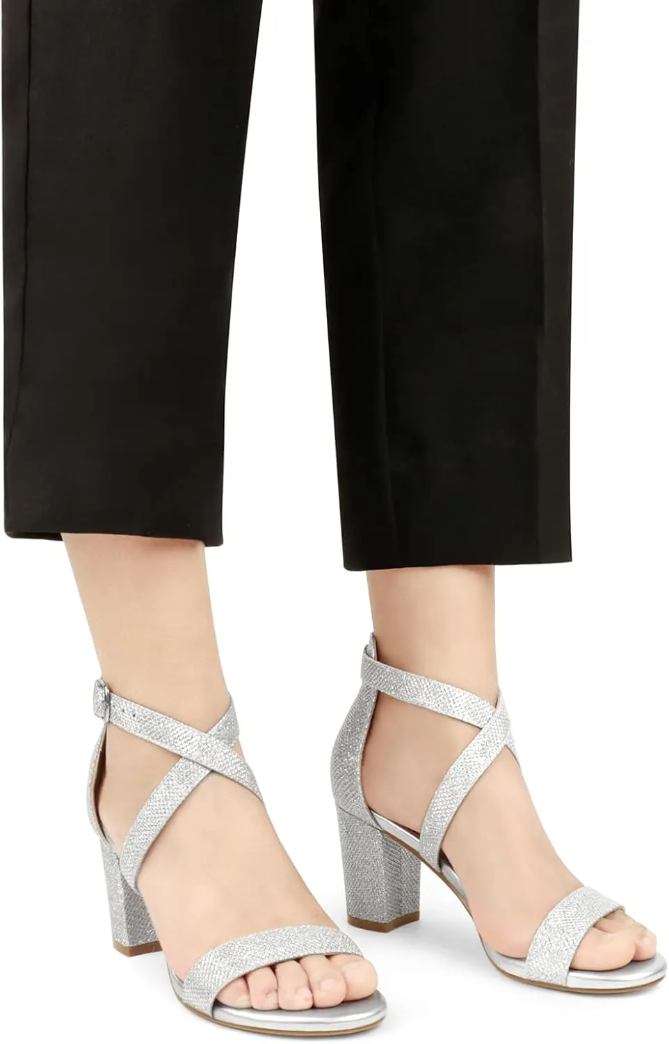 JOY IN LOVE Women's Chunky Block Heels 3 Inch Ankle Strap Low Heel Sandals