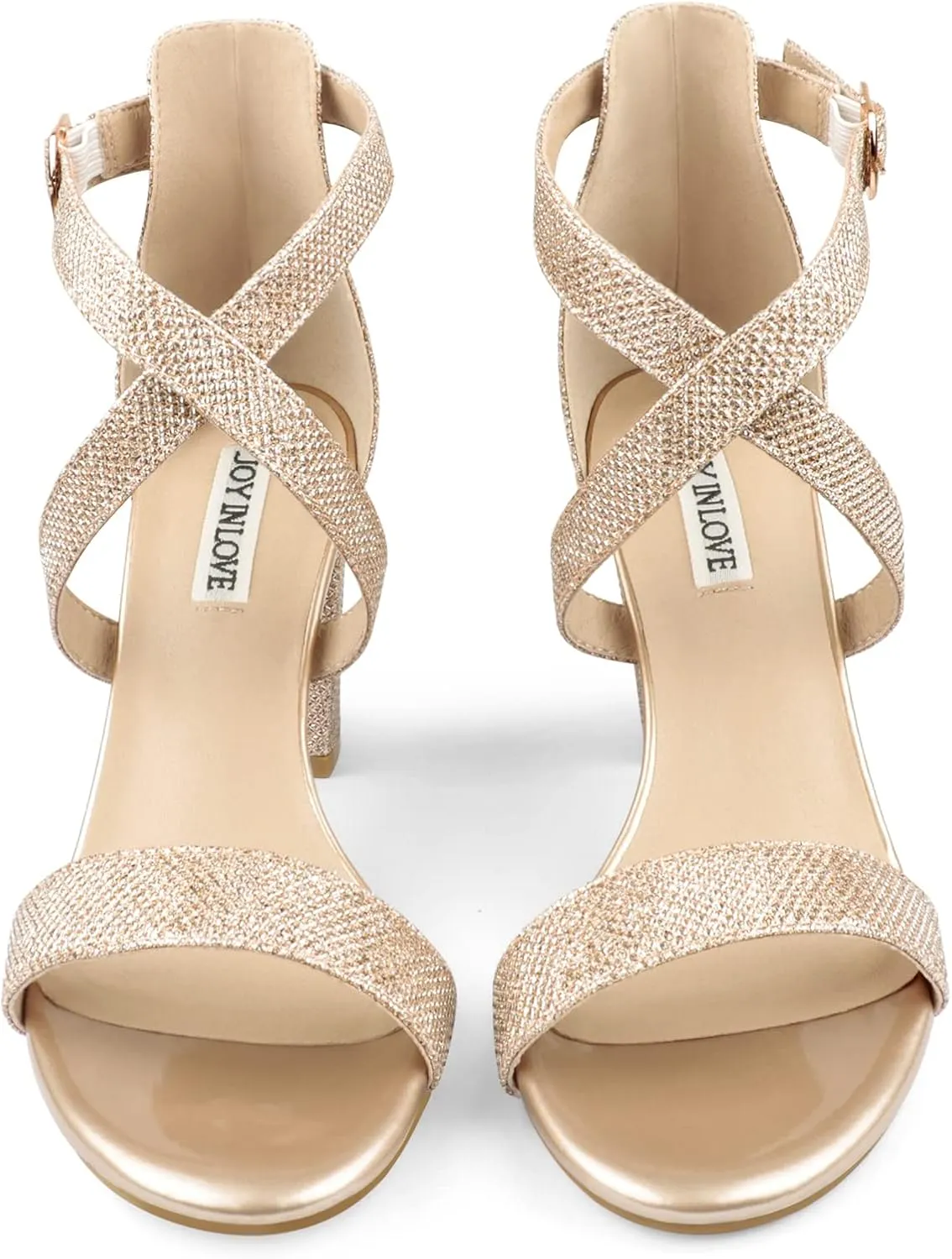 JOY IN LOVE Women's Chunky Block Heels 3 Inch Ankle Strap Low Heel Sandals