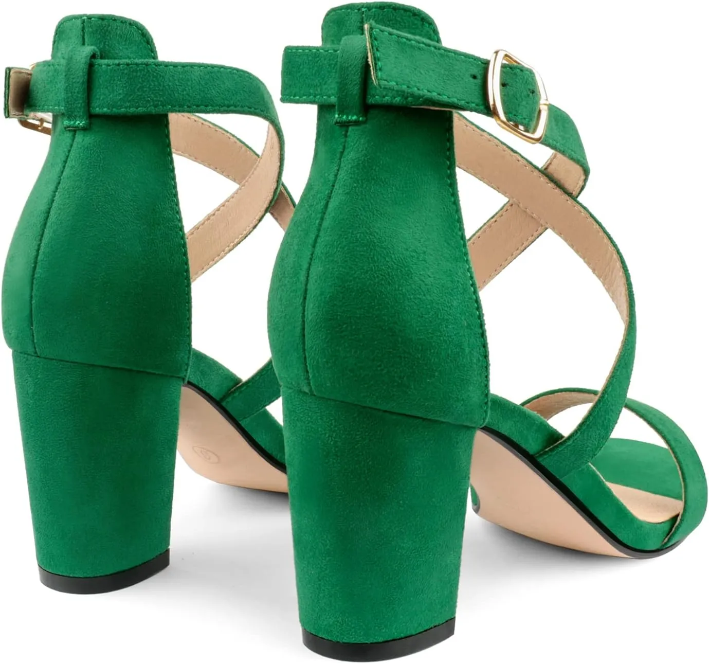 JOY IN LOVE Women's Chunky Block Heels 3 Inch Ankle Strap Low Heel Sandals