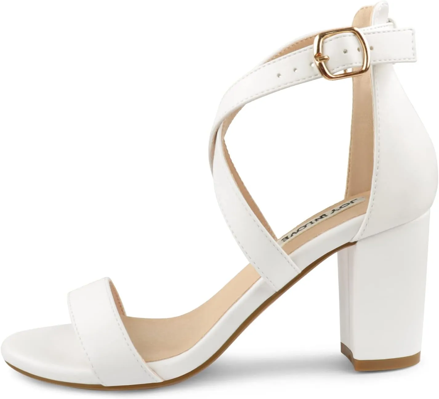 JOY IN LOVE Women's Chunky Block Heels 3 Inch Ankle Strap Low Heel Sandals