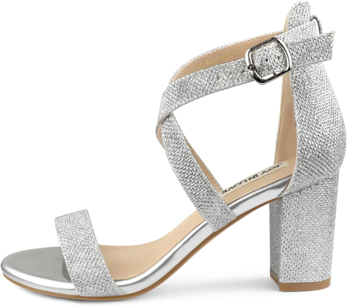 JOY IN LOVE Women's Chunky Block Heels 3 Inch Ankle Strap Low Heel Sandals