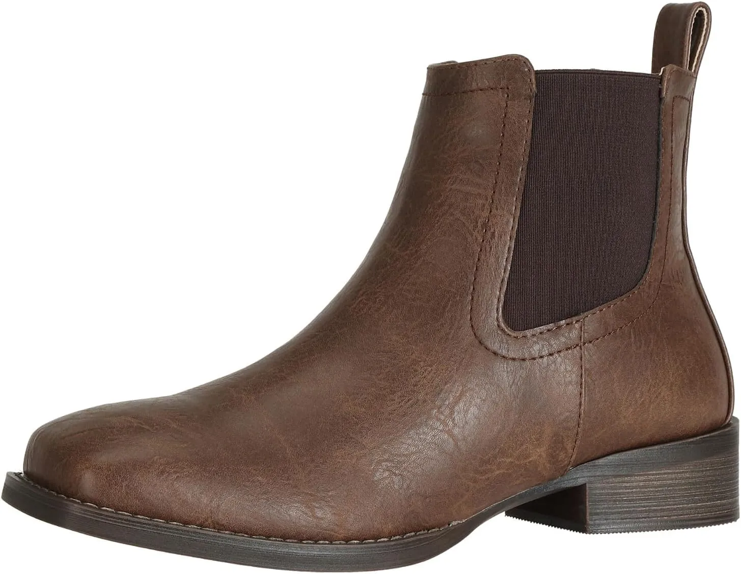 J's.o.l.e Men's Square Toe Western Chelsea Boots Slip On Fashion Casual Ankle Cowboy Dress Boots Brown