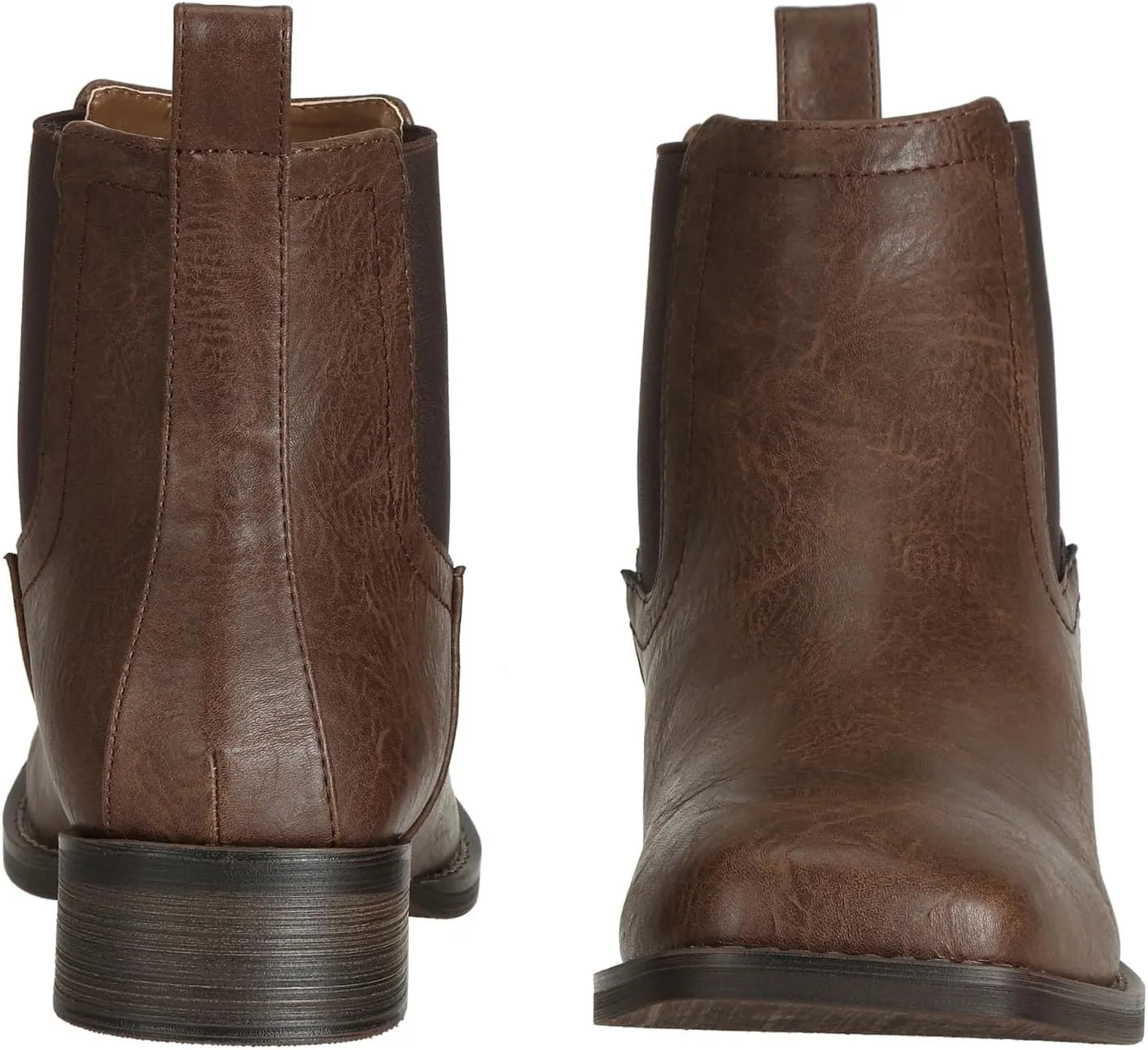 J's.o.l.e Men's Square Toe Western Chelsea Boots Slip On Fashion Casual Ankle Cowboy Dress Boots Brown