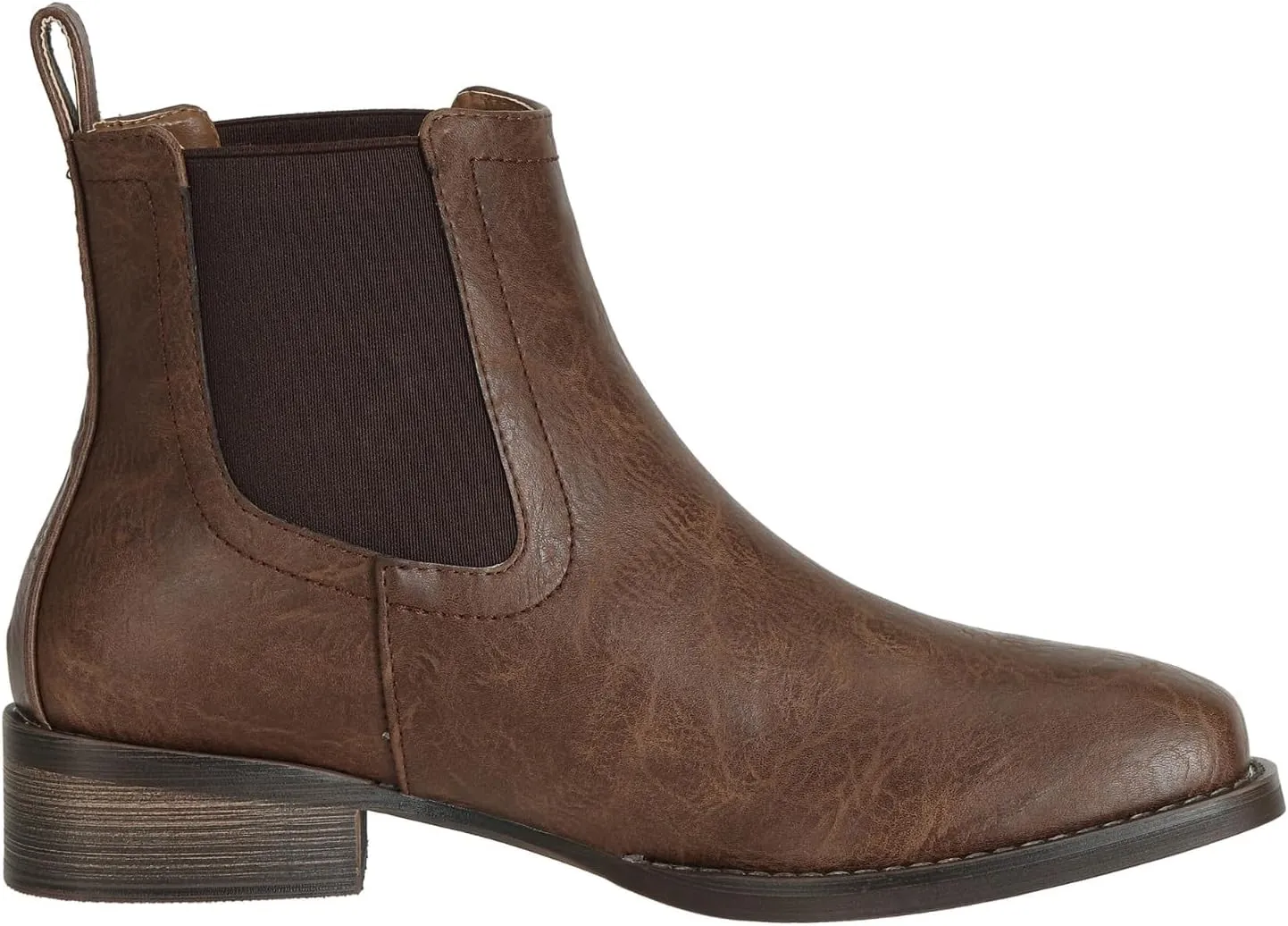 J's.o.l.e Men's Square Toe Western Chelsea Boots Slip On Fashion Casual Ankle Cowboy Dress Boots Brown
