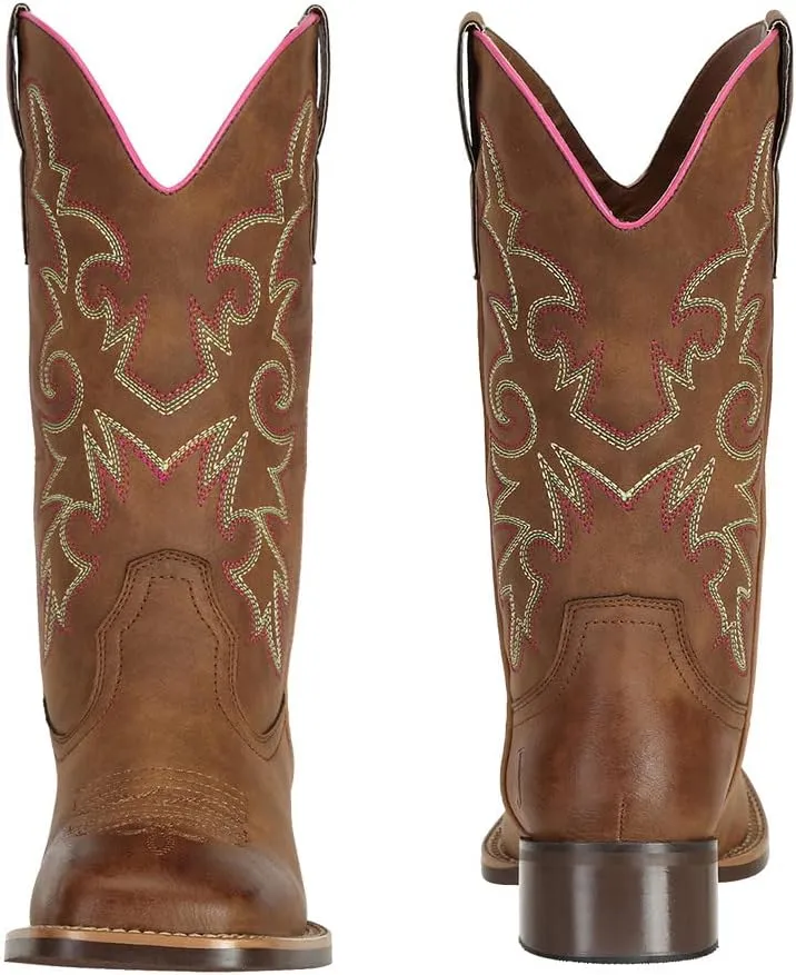 J's.o.l.e Western Wide Calf Cowboy Boots Women Wide Width Square Toe Cowgirl Boots Embroidered Riding Black Brown Boot