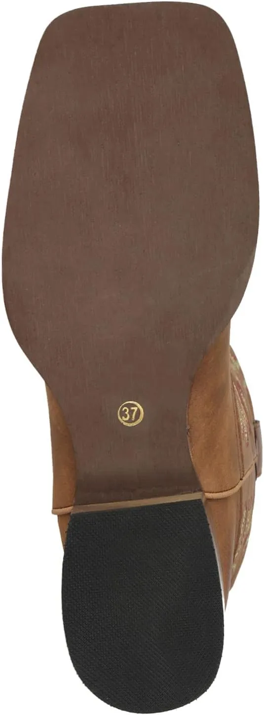 J's.o.l.e Western Wide Calf Cowboy Boots Women Wide Width Square Toe Cowgirl Boots Embroidered Riding Black Brown Boot