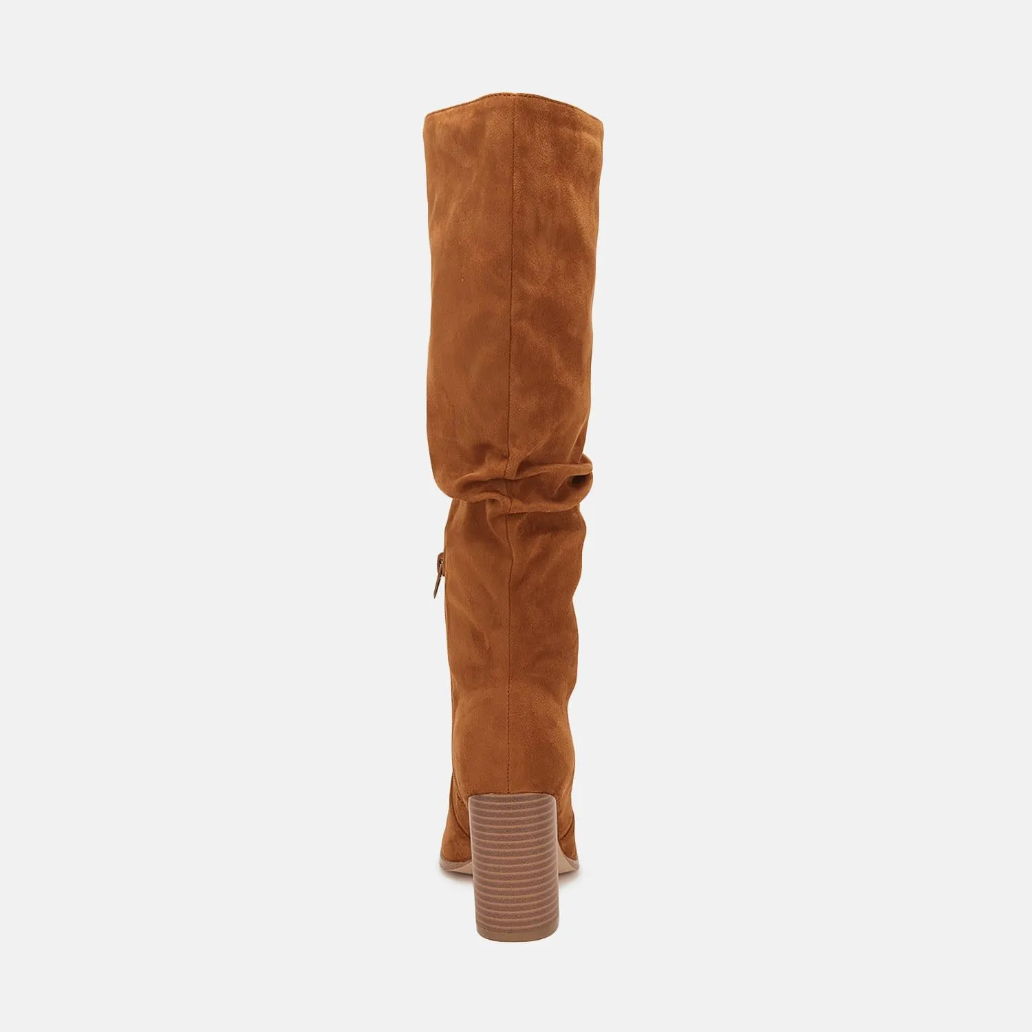 Juliet Holy Womens Knee High Boots Chunky High Heel Square Toe Side Zipper Wide Calf Boot