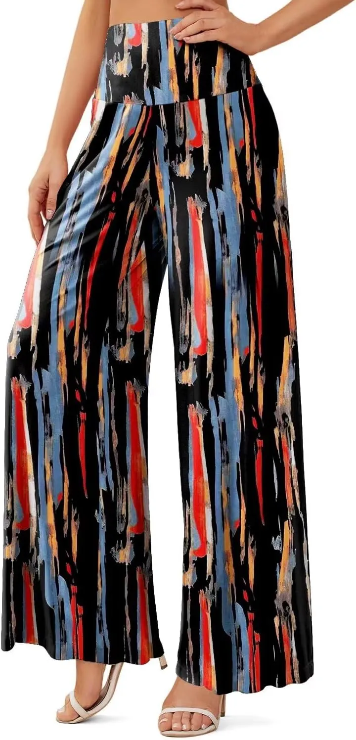 JZC Women's Palazzo Lounge Pants Stretchy Wide Leg Casual Pants Comfy High Waist Flowy Pants S-3XL