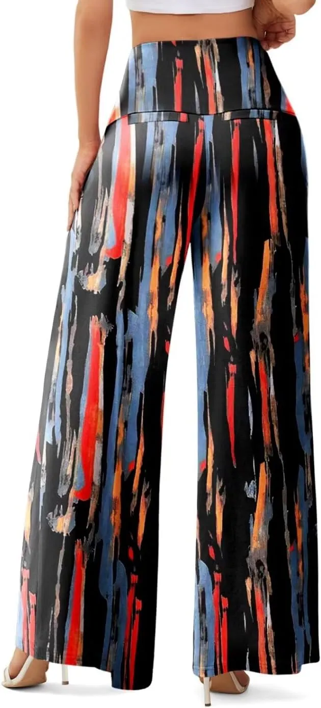 JZC Women's Palazzo Lounge Pants Stretchy Wide Leg Casual Pants Comfy High Waist Flowy Pants S-3XL