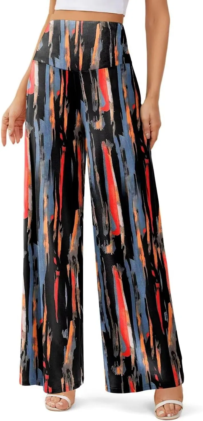JZC Women's Palazzo Lounge Pants Stretchy Wide Leg Casual Pants Comfy High Waist Flowy Pants S-3XL