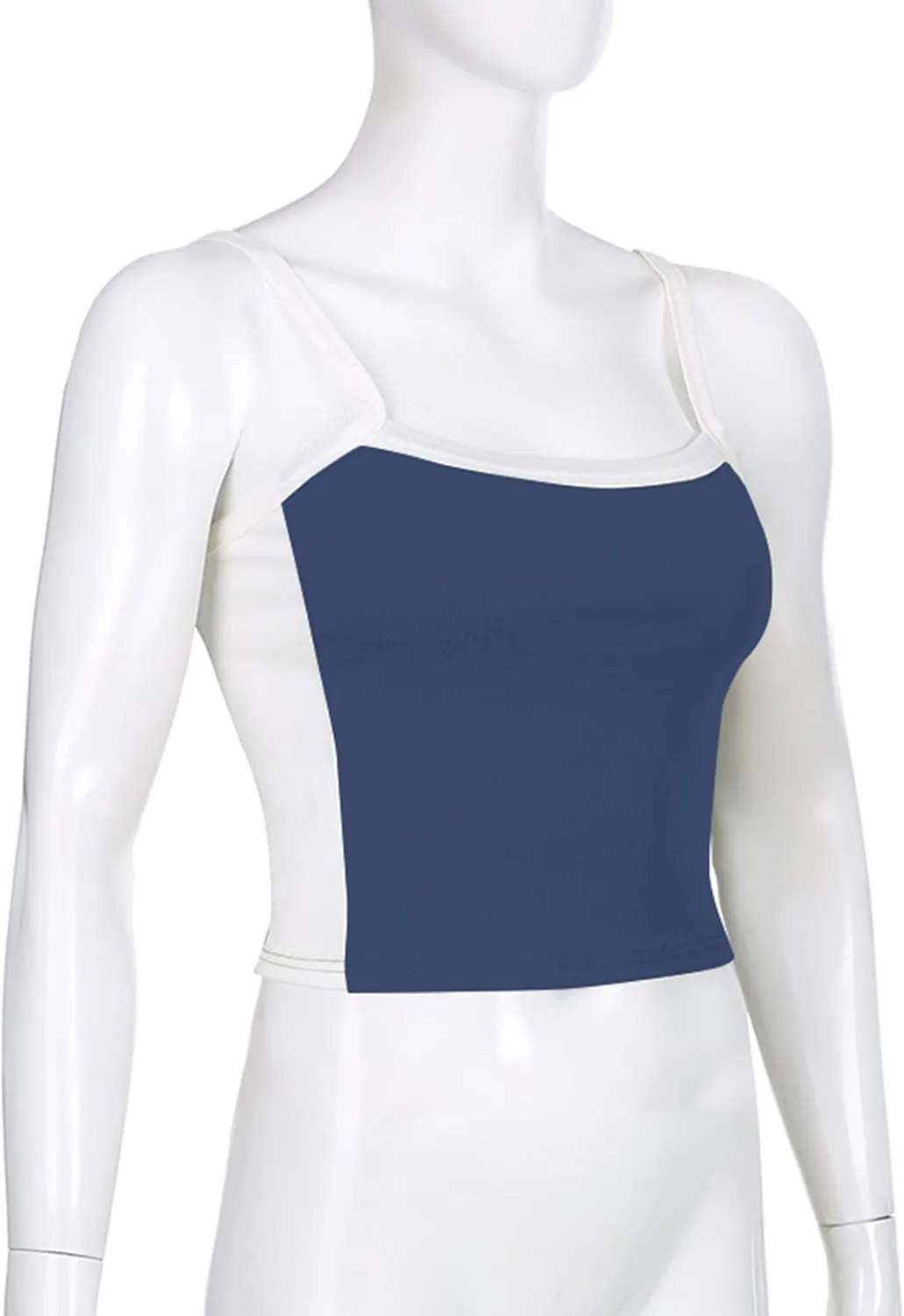KAMISSY Cotton Color Block Tank Tops for Women Sleeveless Patchwork Crop Cami Tank Casual Slim Fit Cropped Vest Top