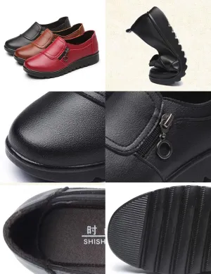 Keilinia Women's Lightweight Nursing Shoes,Casual Comfort Softsole Side Zipper Orthotic Slip On Waterproof Work Wedge Shoes