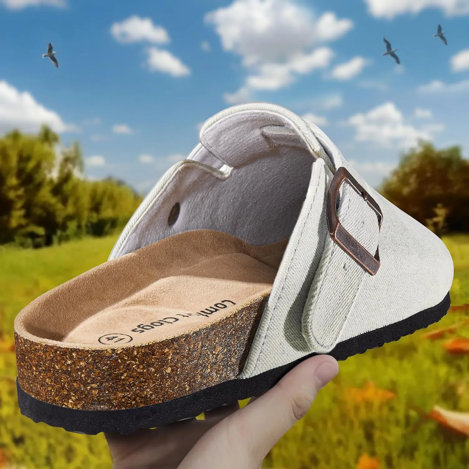 KEMISANT Men Clogs-Comfortable Suede Mules Slippers Sandals Nurse Potato Shoes Unisex-Cushioned Cork-Footbed