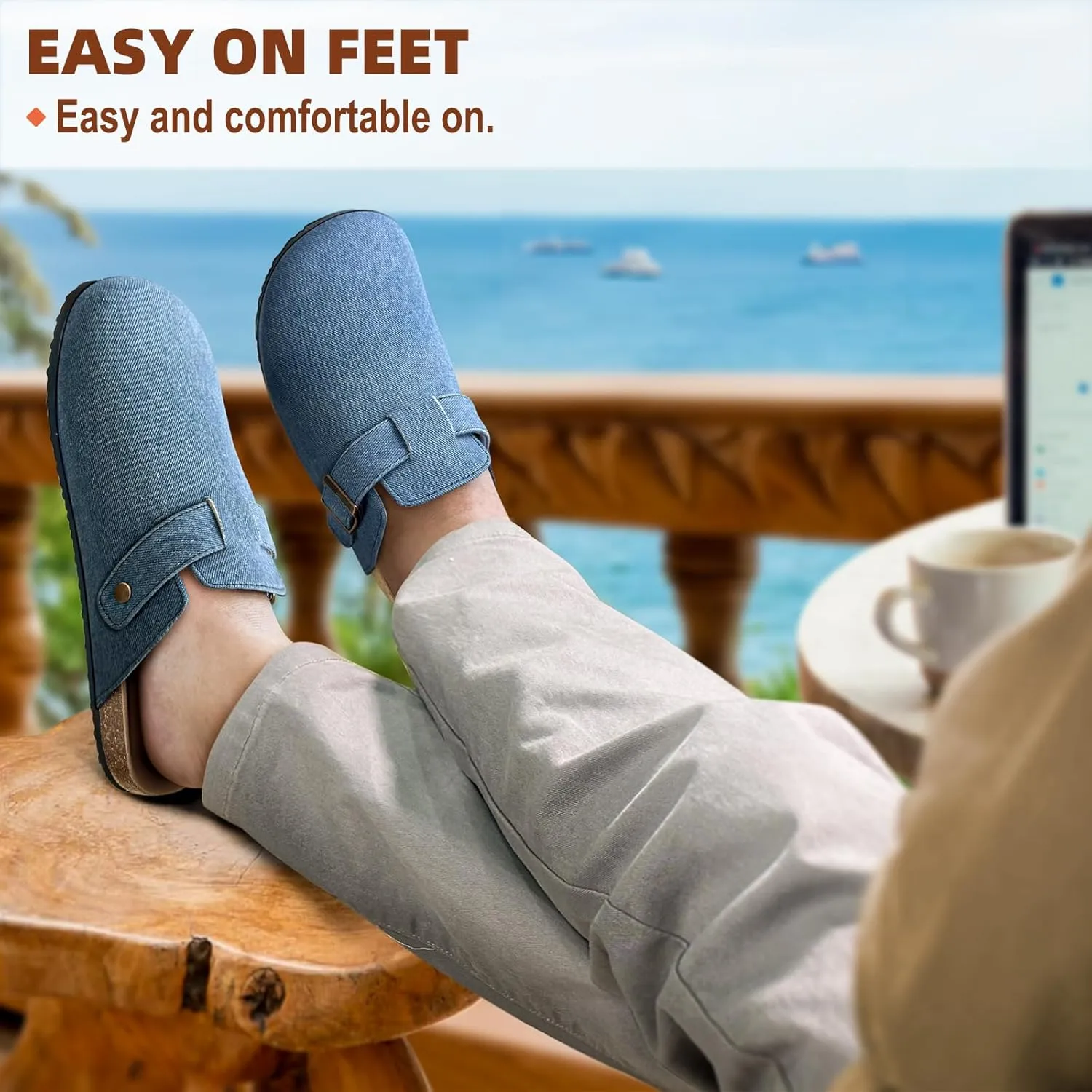 KEMISANT Men Clogs-Comfortable Suede Mules Slippers Sandals Nurse Potato Shoes Unisex-Cushioned Cork-Footbed