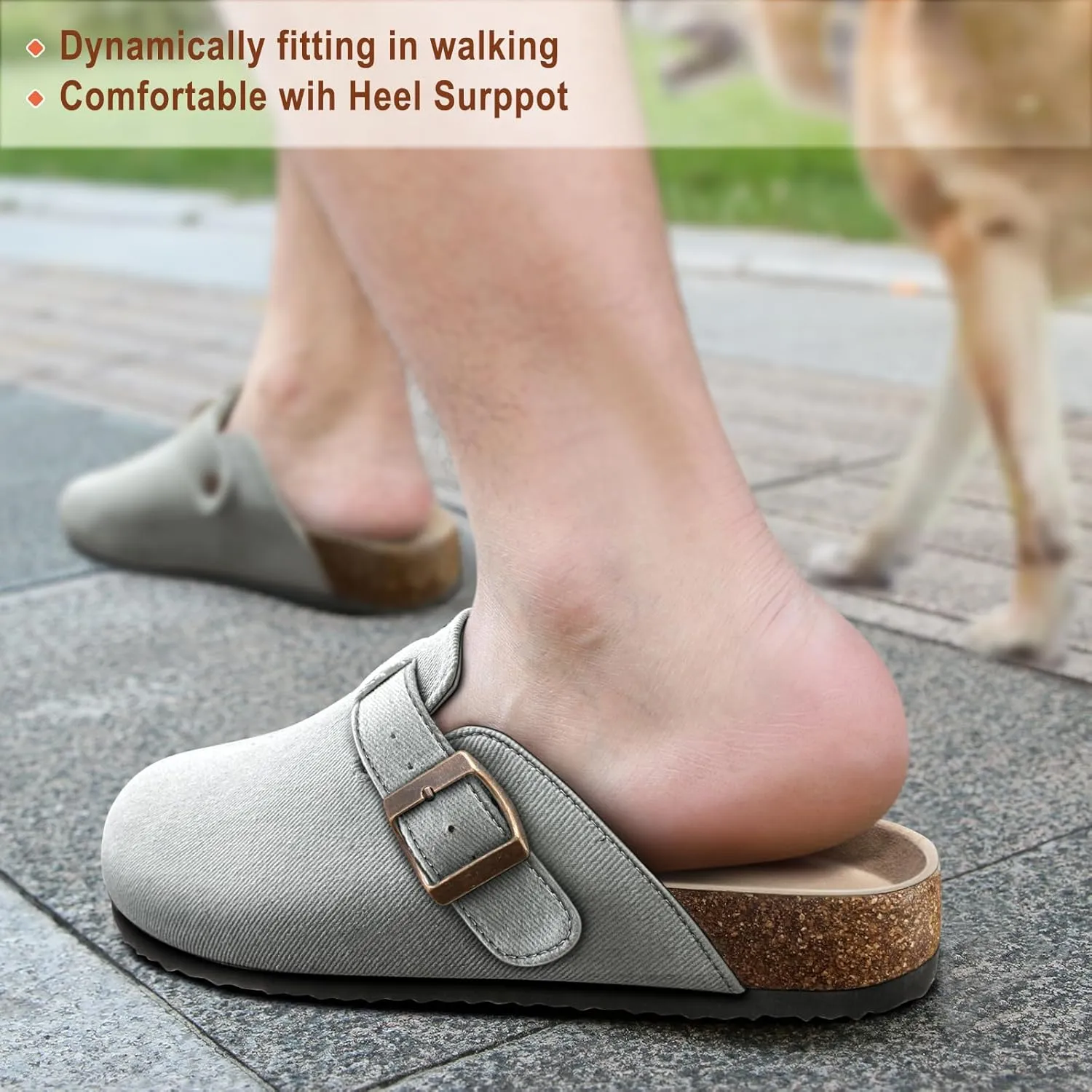 KEMISANT Men Clogs-Comfortable Suede Mules Slippers Sandals Nurse Potato Shoes Unisex-Cushioned Cork-Footbed