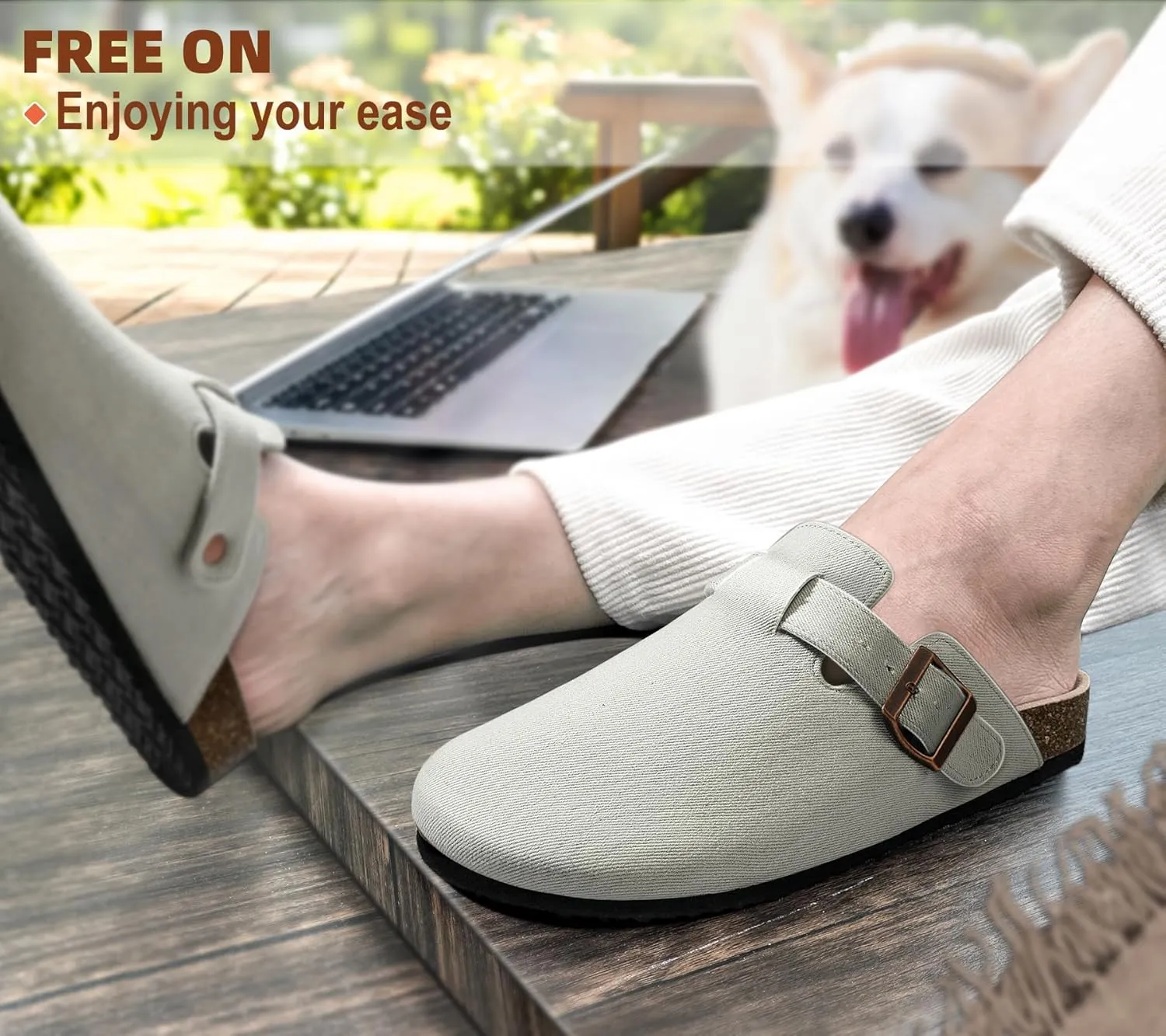 KEMISANT Men Clogs-Comfortable Suede Mules Slippers Sandals Nurse Potato Shoes Unisex-Cushioned Cork-Footbed