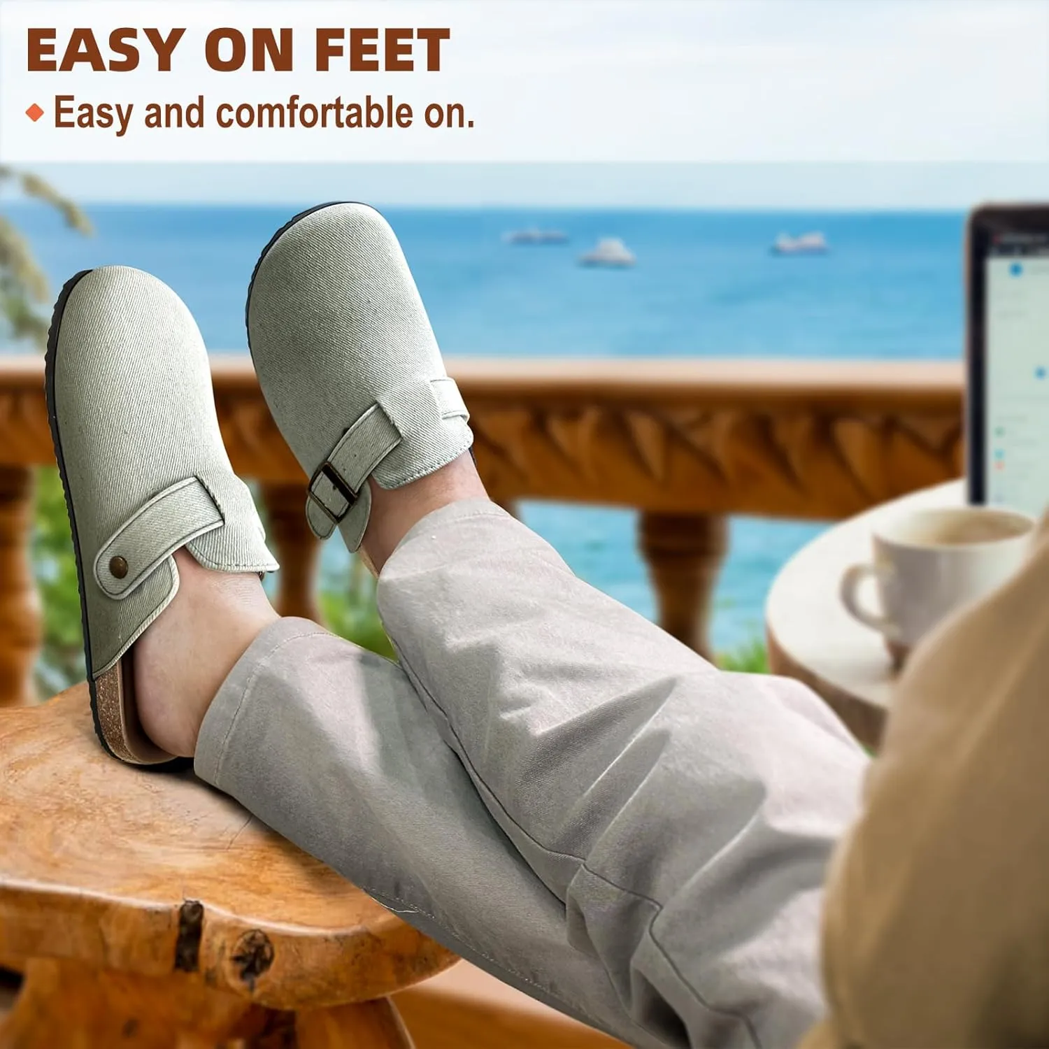KEMISANT Men Clogs-Comfortable Suede Mules Slippers Sandals Nurse Potato Shoes Unisex-Cushioned Cork-Footbed
