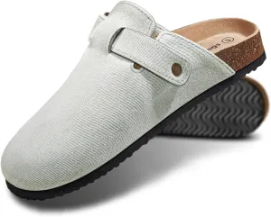 KEMISANT Men Clogs-Comfortable Suede Mules Slippers Sandals Nurse Potato Shoes Unisex-Cushioned Cork-Footbed