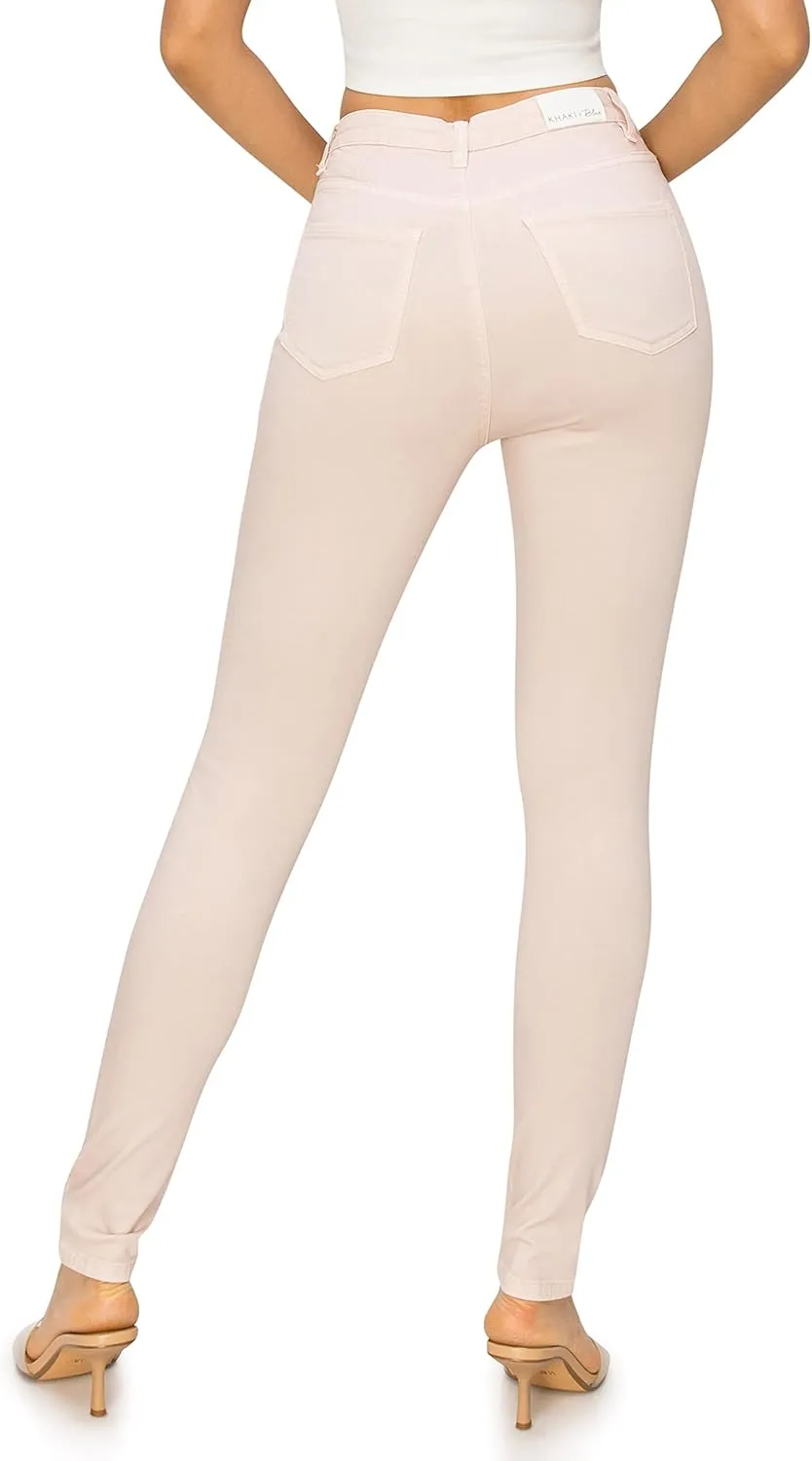 KHAKI & BLUE Cali1850 Women’s The Everyday Garment-Dyed Skinny Jeans – Soft Stretchy High Rise Comfy Casual Pants