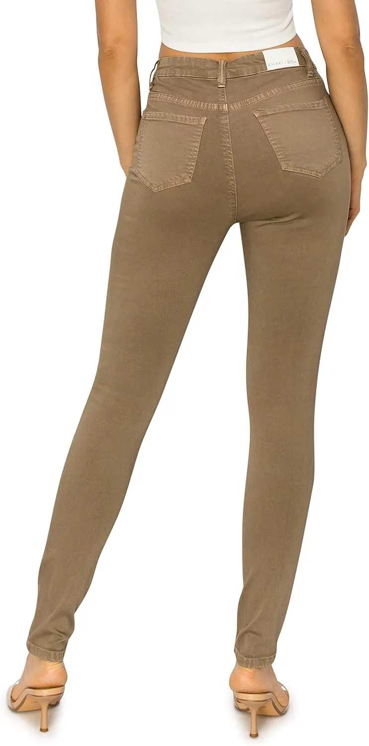 KHAKI & BLUE Cali1850 Women’s The Everyday Garment-Dyed Skinny Jeans – Soft Stretchy High Rise Comfy Casual Pants