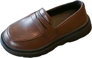 Kids Boys Girls Dress Shoes Dressy Slip On Loafers Unisex Toddler Thick Bottom School Shoes Solid Color Casual Oxford