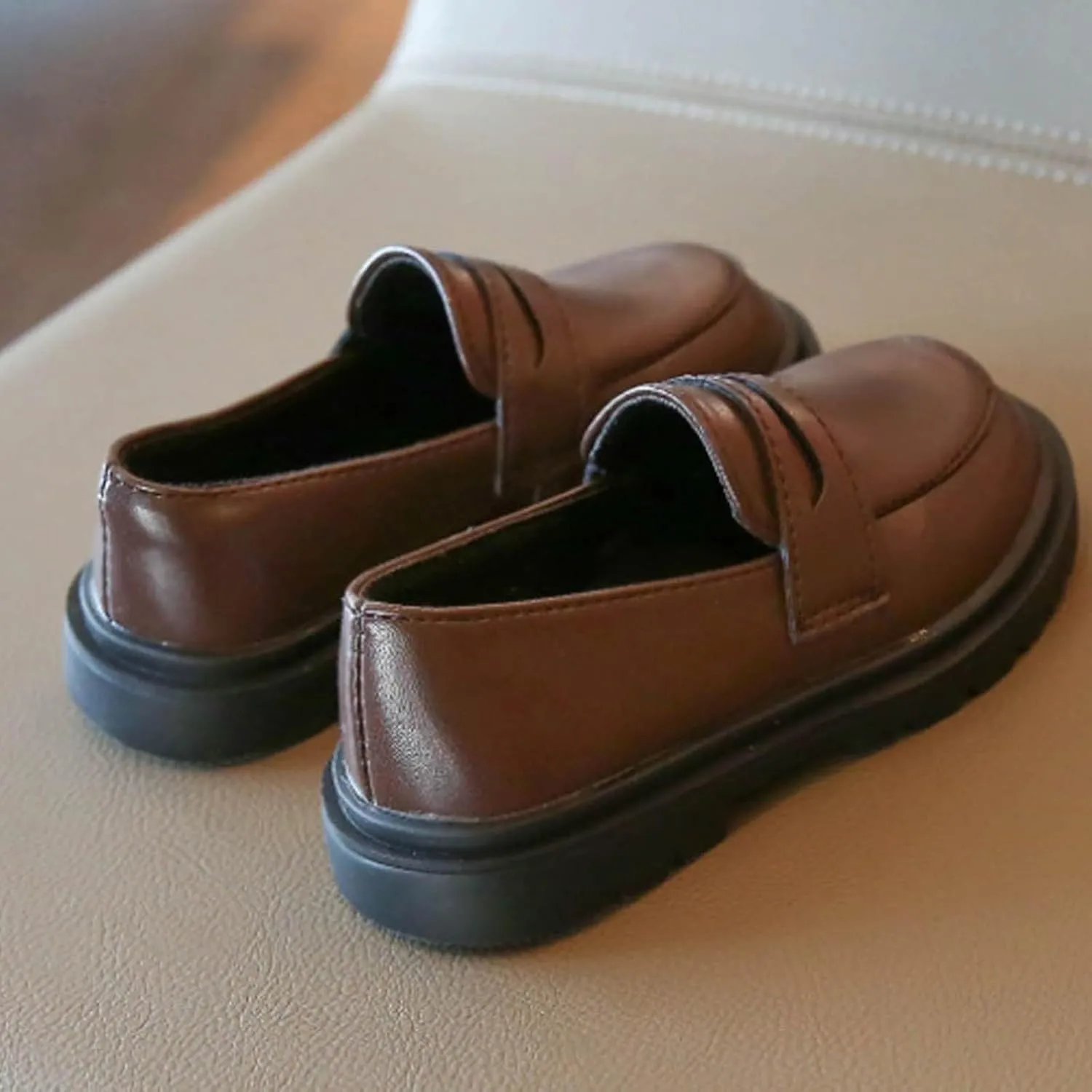 Kids Boys Girls Dress Shoes Dressy Slip On Loafers Unisex Toddler Thick Bottom School Shoes Solid Color Casual Oxford