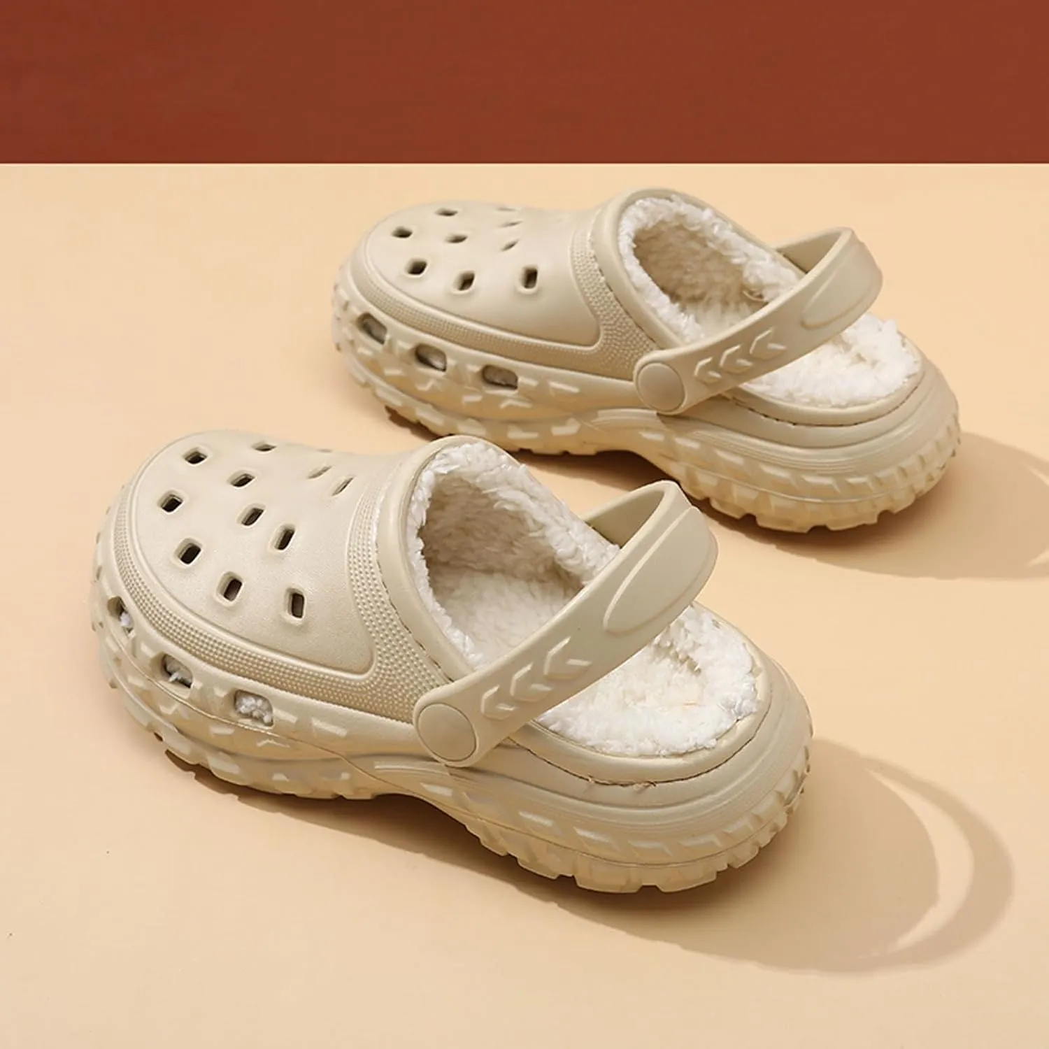Kids Fur Lined Clogs Winter Warm Plush House Slippers Home Slippers Slip On Garden Shoes Indoor Outdoor Mules for Boys Girls