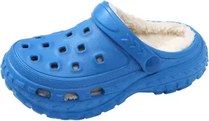 Kids Fur Lined Clogs Winter Warm Plush House Slippers Home Slippers Slip On Garden Shoes Indoor Outdoor Mules for Boys Girls
