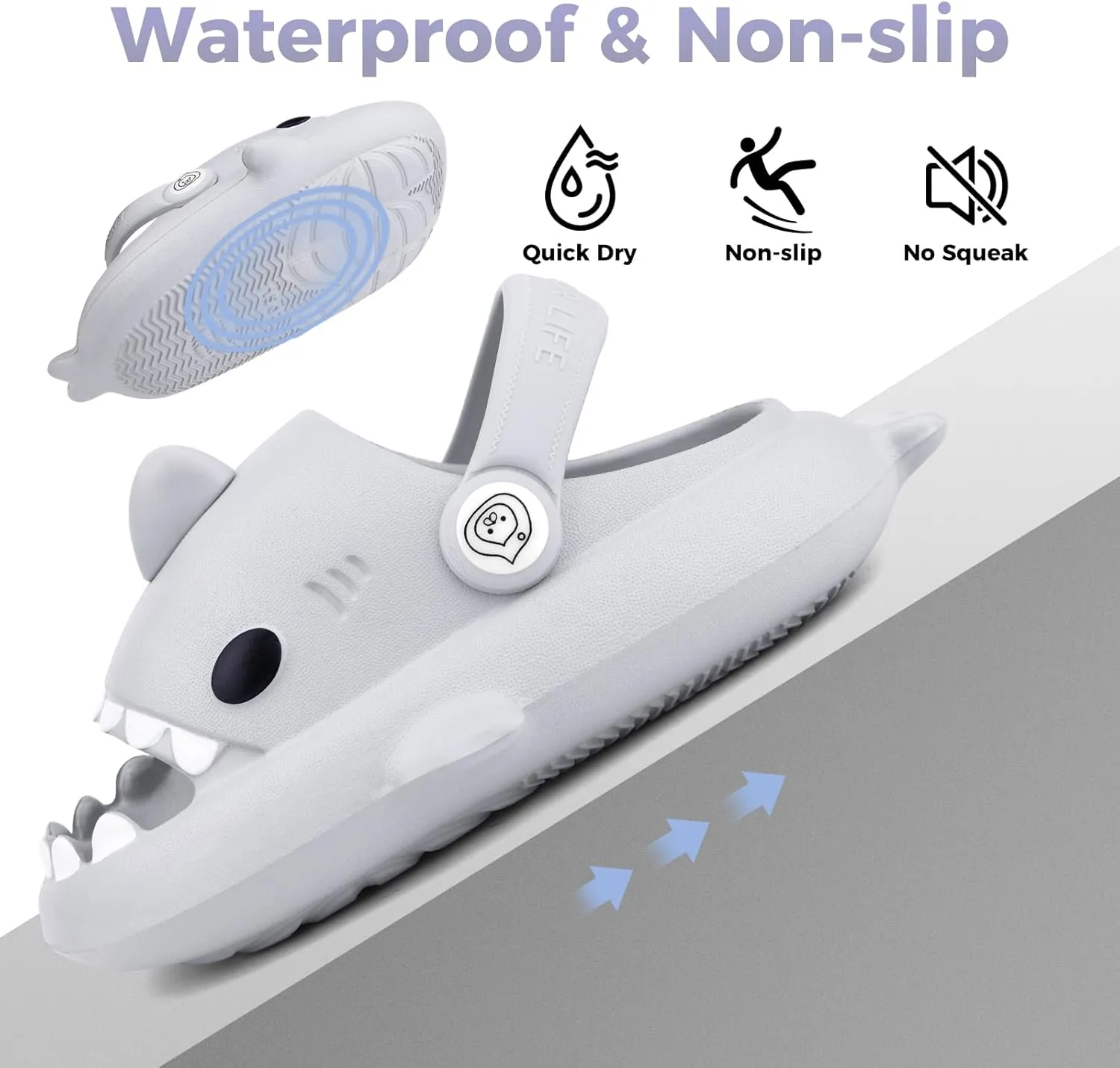 Kids Shark Slides丨Pillow Shower Sandals Quick Dry Slippers丨Toddler Boys Girls Comfy Cloud Slides丨Summer Non-Slip Thick Sole Beach Pool shoes