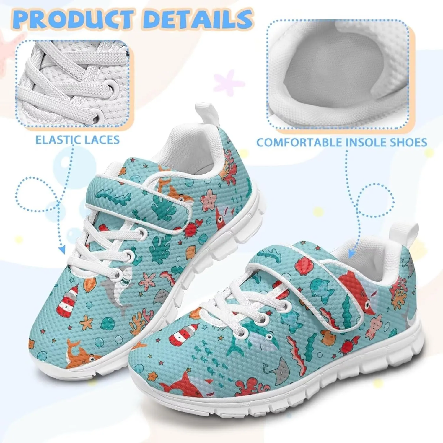 Kids Sneakers Lightweight Breathable Boys Girls Tennis Shoes for Running Athletic Walking Sports Slip On Shoes