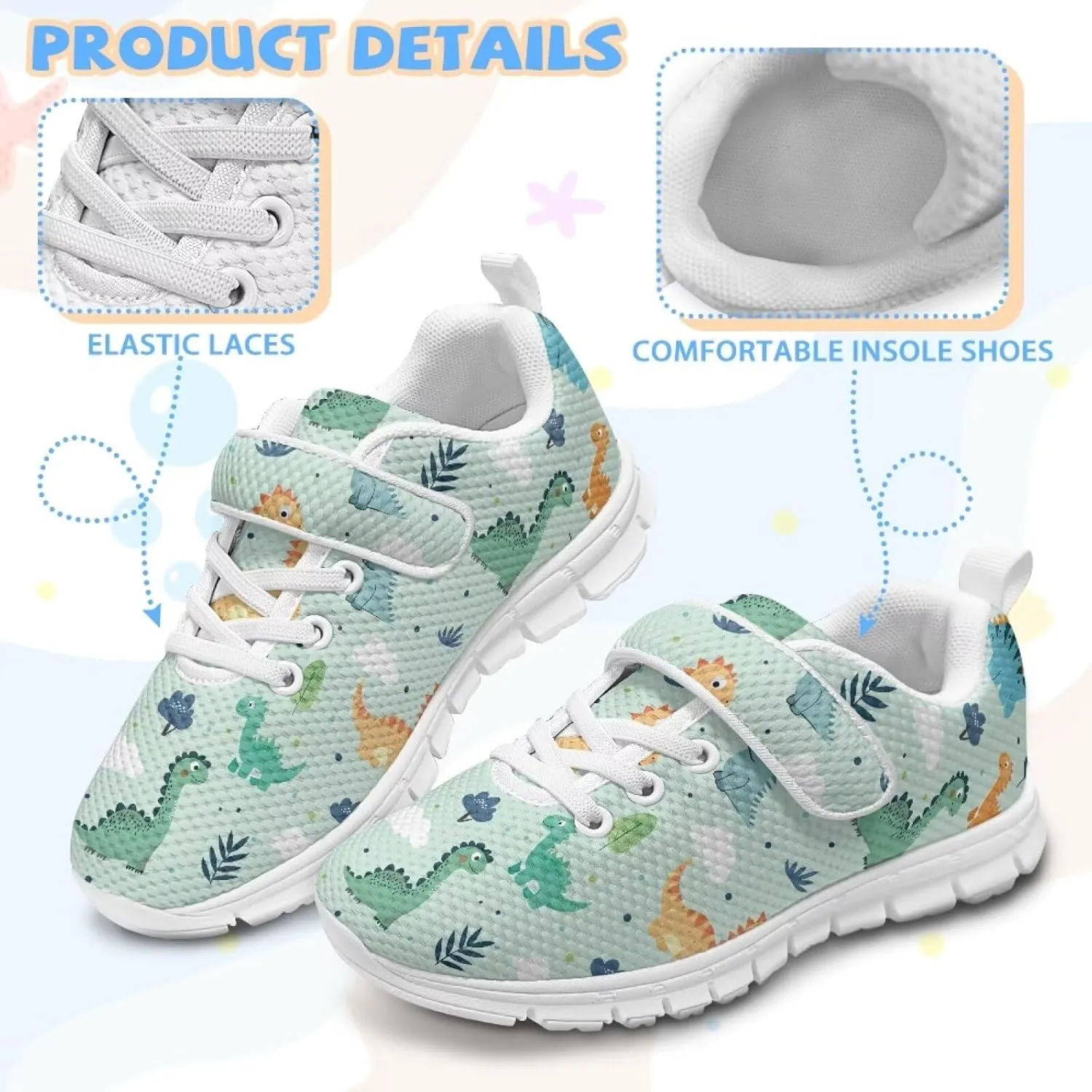 Kids Sneakers Lightweight Breathable Boys Girls Tennis Shoes for Running Athletic Walking Sports Slip On Shoes