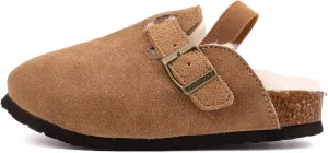 Kids Suede Clogs Toddler Clogs Boys Girls Sandals Cork Adjustable Buckle Mules