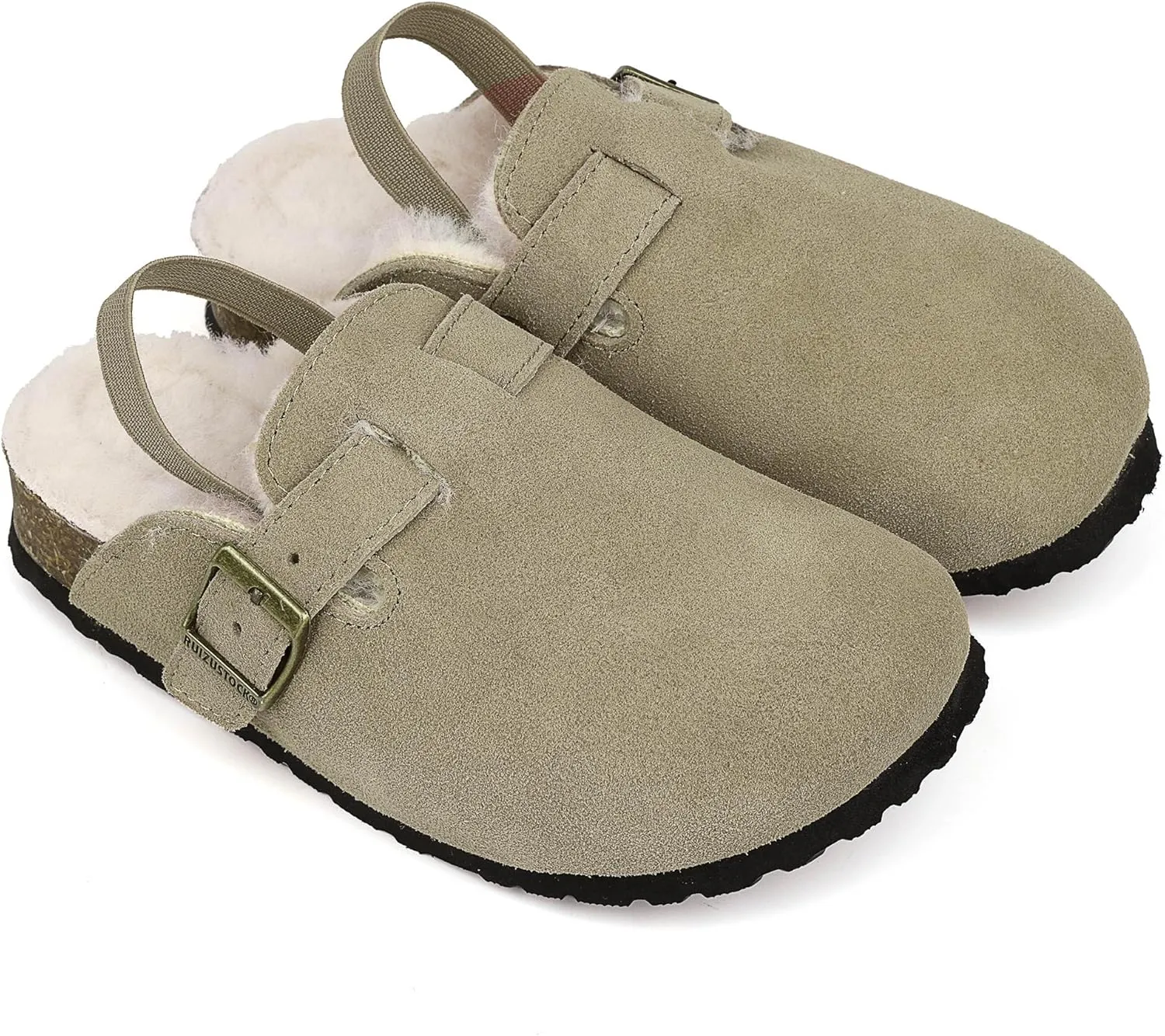 Kids Suede Clogs Toddler Clogs Boys Girls Sandals Cork Adjustable Buckle Mules
