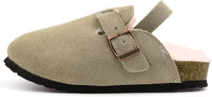 Kids Suede Clogs Toddler Clogs Boys Girls Sandals Cork Adjustable Buckle Mules