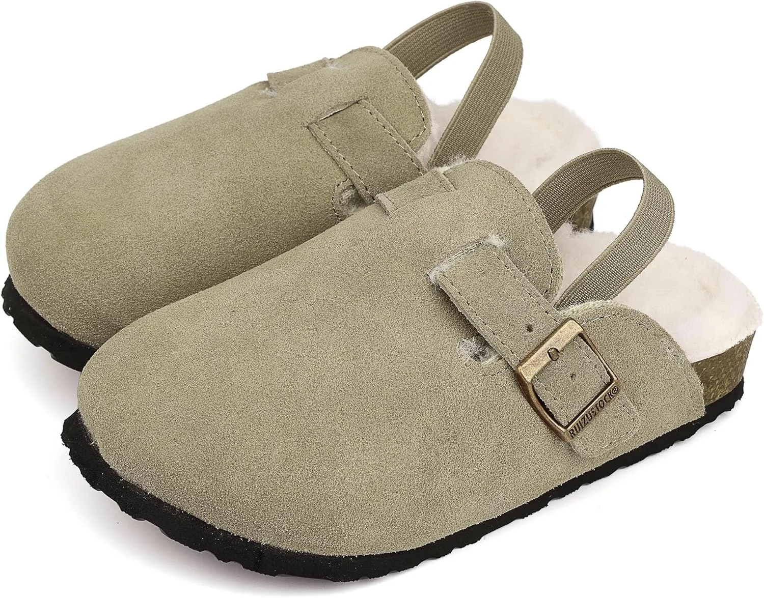 Kids Suede Clogs Toddler Clogs Boys Girls Sandals Cork Adjustable Buckle Mules