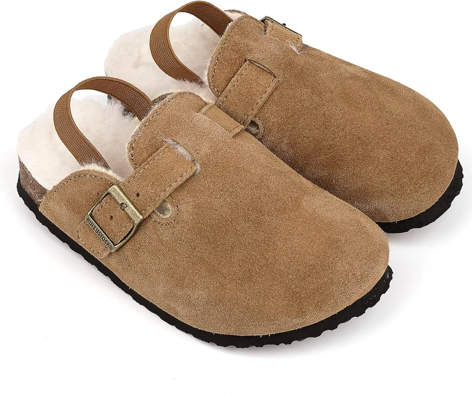 Kids Suede Clogs Toddler Clogs Boys Girls Sandals Cork Adjustable Buckle Mules