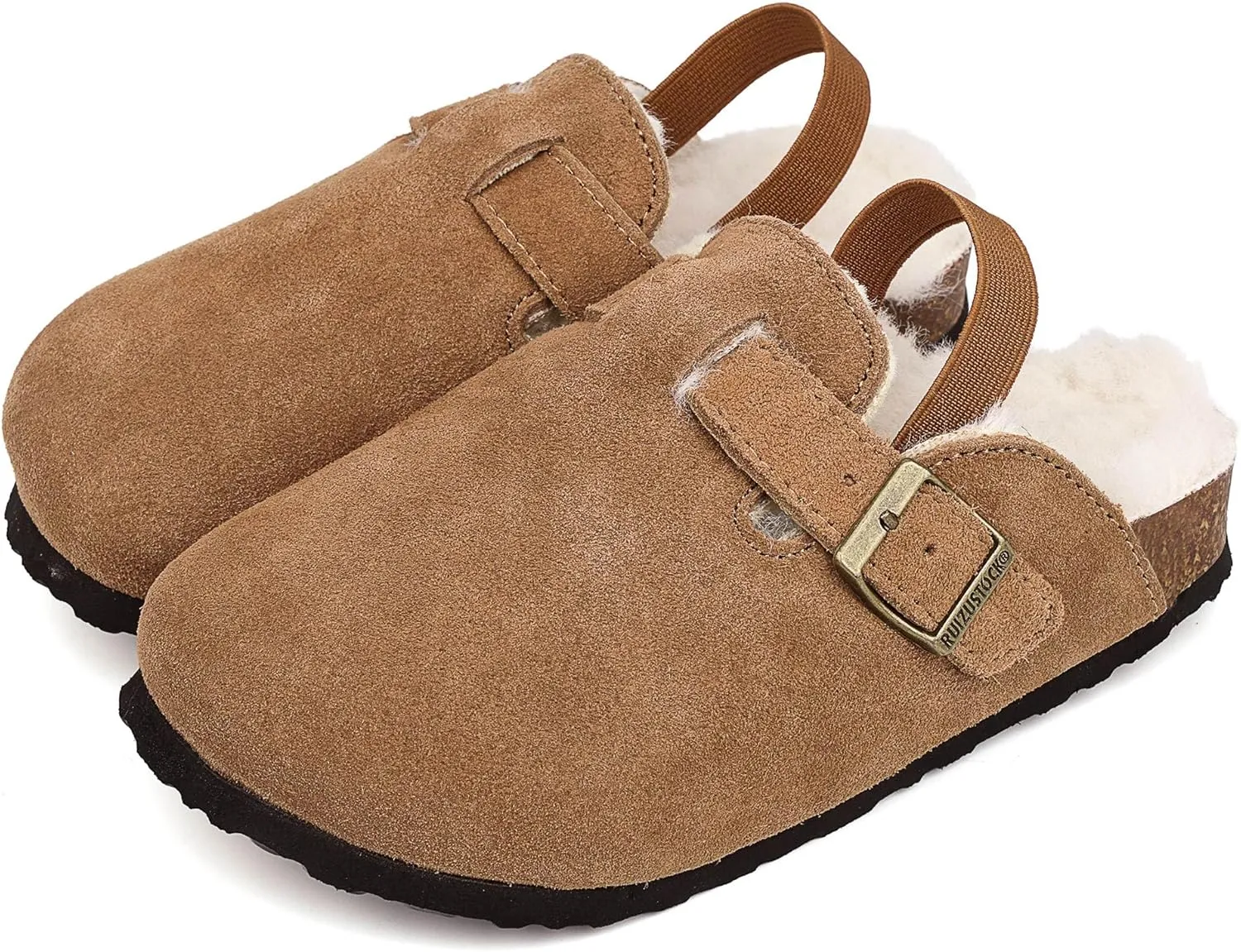 Kids Suede Clogs Toddler Clogs Boys Girls Sandals Cork Adjustable Buckle Mules