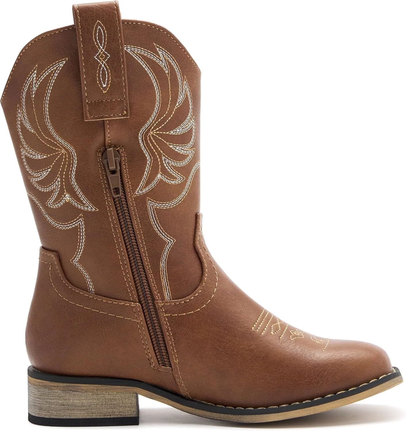 Kids Western Boots for Boys Girls Embroidered Cowgirl Cowboy Boots Square Toe Mid Calf Riding Shoes Little Kid/Big Kid