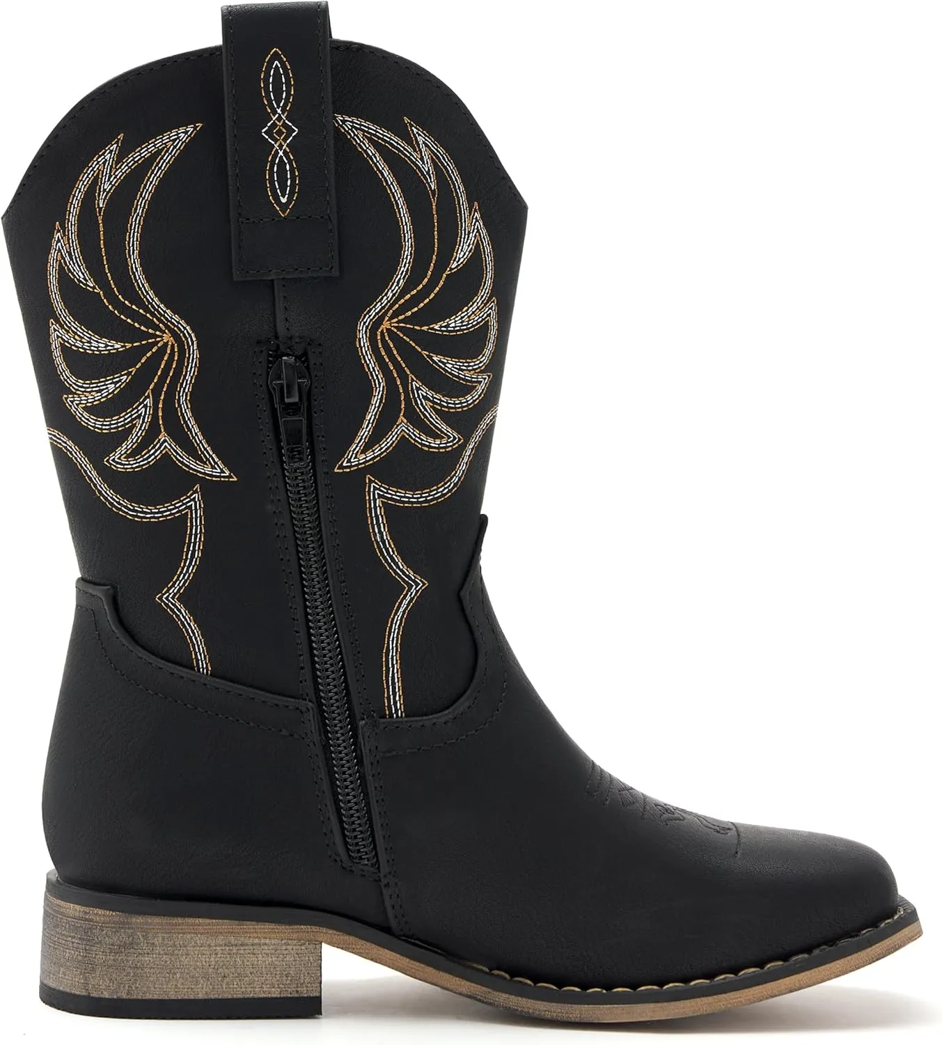 Kids Western Boots for Boys Girls Embroidered Cowgirl Cowboy Boots Square Toe Mid Calf Riding Shoes Little Kid/Big Kid