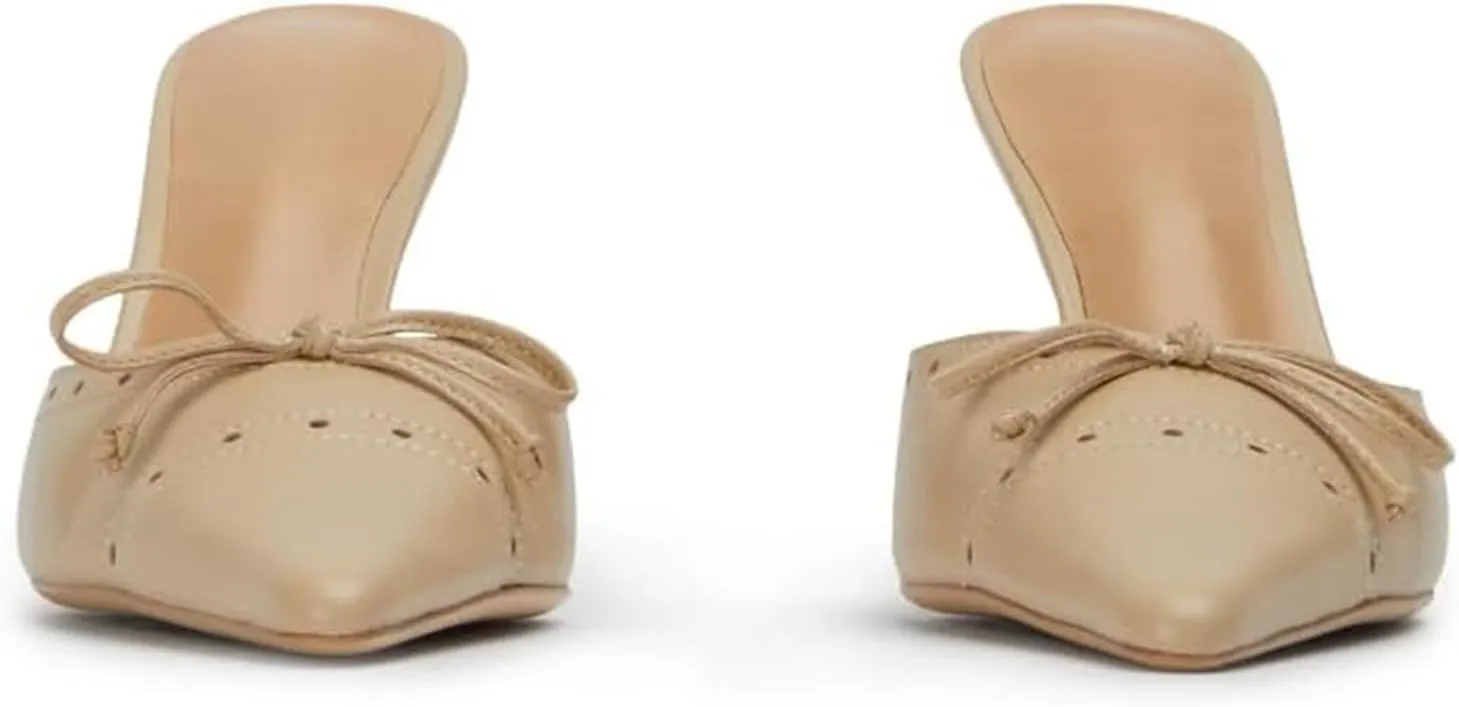 Kitten Heels for Women Dressy Pointed Toe Bow Heeled Sandals Vintage Mules Sexy Stiletto Heel Casual Pumps