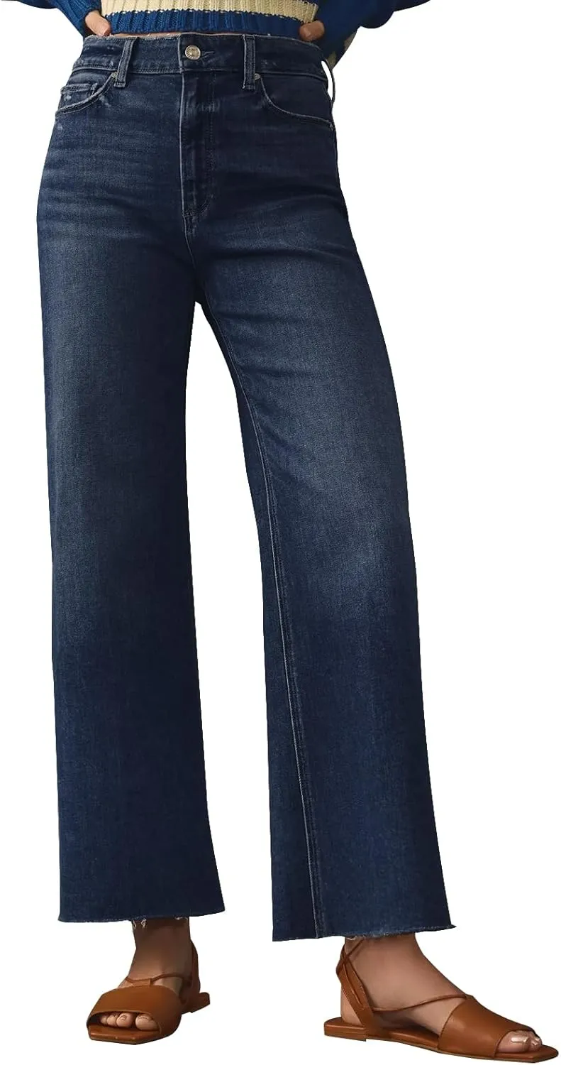 KUNMI Jeans for Women Wide Leg Baggy High Waist Boyfriends Straight Leg Stretchy Denim Pants Trendy Fall 2025