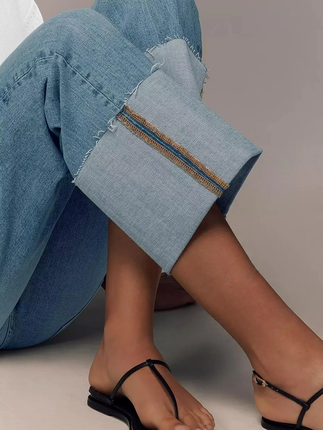 KUNMI Jeans for Women Wide Leg Baggy High Waist Boyfriends Straight Leg Stretchy Denim Pants Trendy Fall 2025