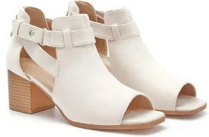 LAICIGO Womens Peep Toe Heels Chunky Heel Booties Open Toe Booty Cutout Dress Shoes with Back Zipper